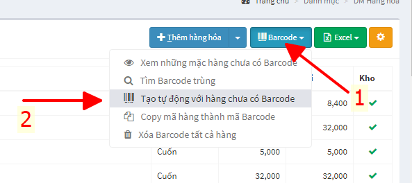 Tạo barcode tự động