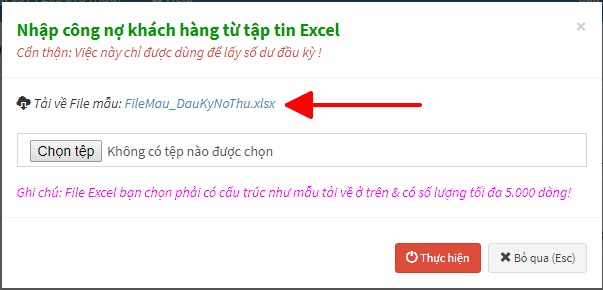 tải mẫu excel cần lấy số dư công nợ